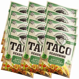 Carroll Shelby's Original Texas Brand Ancho & Jalapeño Taco Seasoning – Bold Blend of Medium Heat and Flavor for Tacos and Meats (Pack of 12)