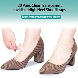 10 Pair Transparent Invisible High Heel Shoe Straps,Women Elastic Shoe Laces Anti Loose Shoelace Belt Ankle Straps for Heels 15 MM TPU Shoes Band Fixed Tie Belt for Holding Loose High Heel