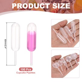 PATIKIL Cupcakes Pipettes, 100 Pcs 4ml Disposable Plastic Dessert Pipettes Strawberry Pipettes Squeeze Transfer Pipettes Droppers for Cupcakes Mini Cakes Desserts, Clear, Dropper Shape