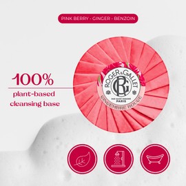 ROGER & GALLET Gingembre Rouge Beneficial Soap Bar 3Pack - All Natural Round Soap Bars for Men & Women - Bar Soap Enriched with Natural Ginger Extract, Juicy Mandarin & Pomegranate - 3Pack