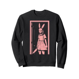 Horror Girl Bunny Mask Slasher Pastel Goth Creepy Rabbit Sweatshirt