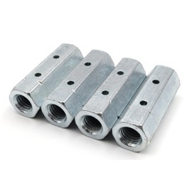 Design61 Rod Nut M10 x 45 mm Hexagonal Turnbuckle Nut Internal Thread Rod Galvanised Steel Set of 4