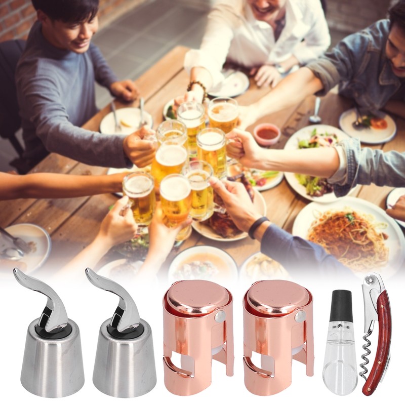 6pcs Wine Tool Kit Champagne Stopper Wine Preservation Cork Wine