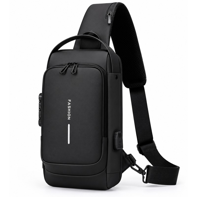 Anti-Theft Chest Bag with Combination Lock & USB Port –