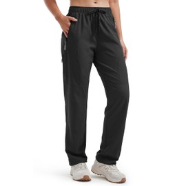 Libin Women's Hiking Pants 29" Lightweight Quick Dry Cargo Pants Casual Safari Work Travel Outdoor Clothes, Black S