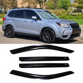 Puermto 94375 Side Window Visor Wind Vent Deflector,4pcs Outside Mount Tape-On Nice Sun Rain Guards Set fit for 2014-2018 Subaru Forester