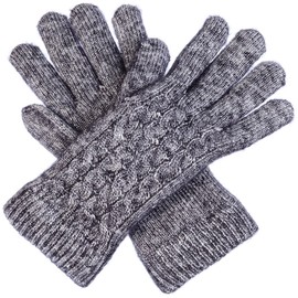 Be Your Own Style : Women’s Winter Classic Cable Ultra Warm Plush Fleece Lined Knit Gloves, Many Styles (Metallic Silver Gray Cable)