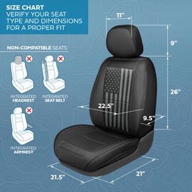 American Black Flag Seat Covers for Trucks, Cars, & SUV - Napa Leather US Car Seat Covers American Flag Truck Accessories - Car Seat Cover American Flag Car Accessories Car Seat Protector