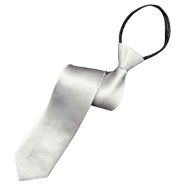 MDSTYLE Pre-Tied Necktie for Men - Solid Color Neck Tie with Adjustable Zipper - Wedding Business Formal Clip on Ties (Silver)