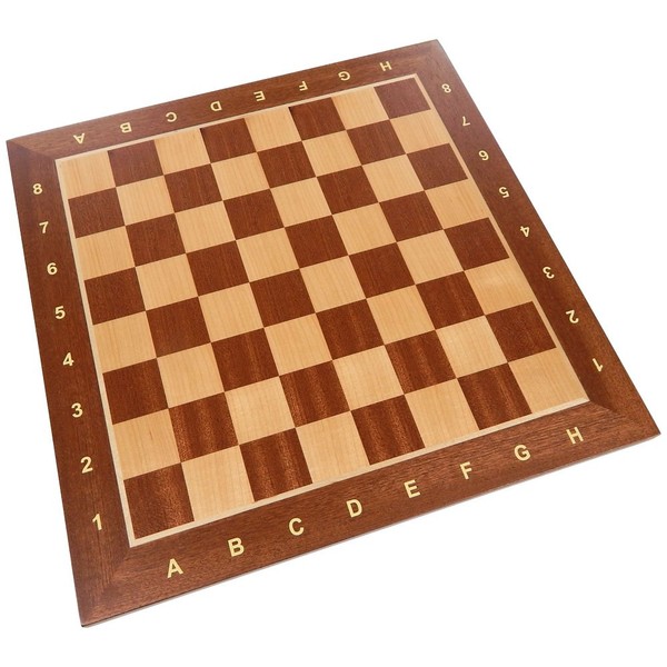 Requa Chess Board with Inlaid Wood and Ranks and Files, Large 15 x 15 Inch, Board Only