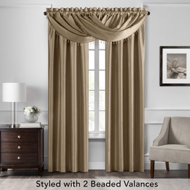 Elrene Home Fashions Colette Faux Silk Blackout Window Curtain Panel, 52" x 84" (1, Gold