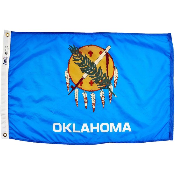 Annin Flagmakers Model 144350 Oklahoma Flag Nylon SolarGuard NYL-Glo, 2x3 ft, 100% Made in USA to Official State Design Specifications