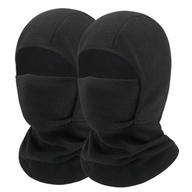 UNNESTAR Children's Balaclava Winter Full Face Mask for Boys Girls Windproof Ski Mask for Children Cold Weather Fleece Helmet Liner, Black+black