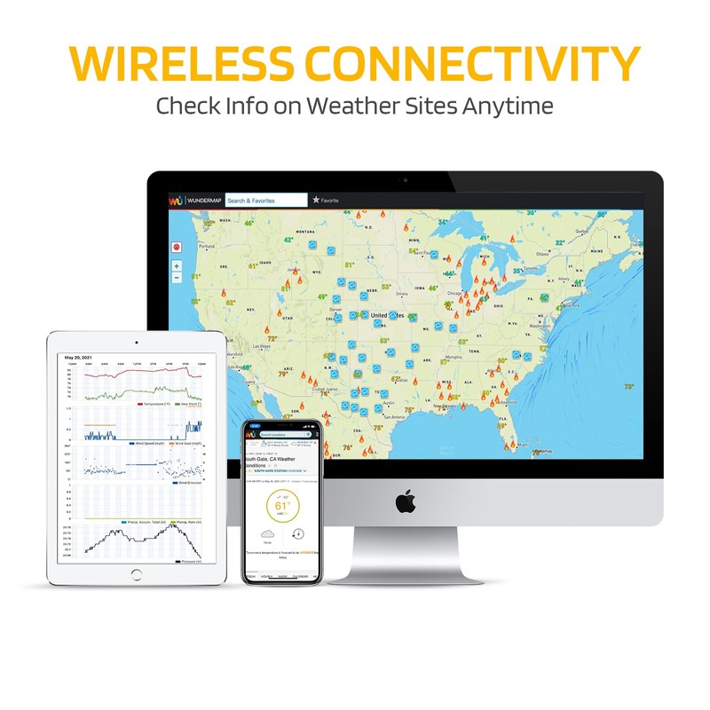Raddy WF-100C Lite Weather Station Wireless Indoor Outdoor with Temperature,