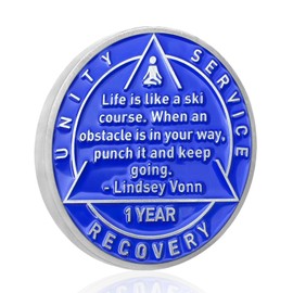 1 Year Sobriety Coin Sobriety AA Chips AA Coins, Recovery Coins aa Medallions Chip Recovery Token NA AA Great Sobriety Gifts for Men Women Alcoholics Anonymous Plastic Case Included