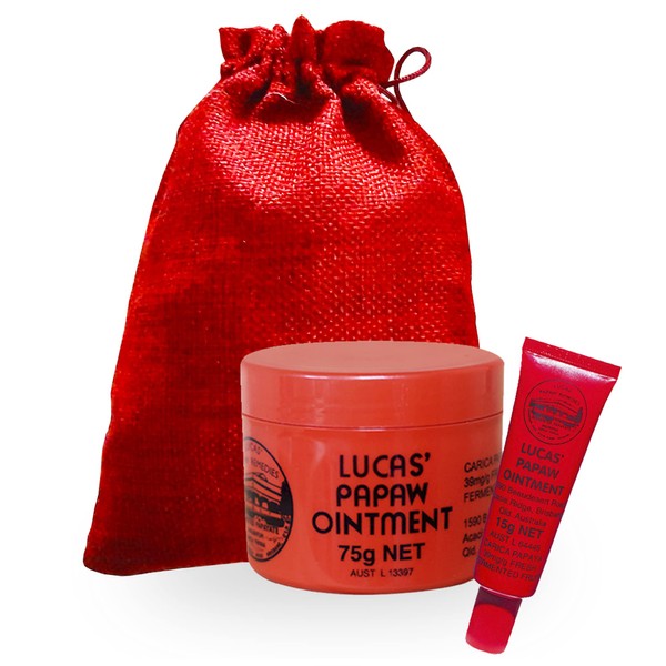 Lucas Pawpaw Lip Ointment, Lucas Pawpaw Cream, Lucas Pawpaw Ointment for Lips & Dry Skin - Unique All Skin Types, All Gender- Any Season Gift Pack with 75g and 15gr Pawpaw Balm Perfect for Easter Gift