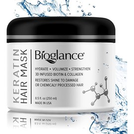 Keratin Hair Mask | Quick Repair | Restore Shine & Volume | Efficient Formula with Biotin & Collagen | Hydrates Volumizes & Strengthens | Made in USA