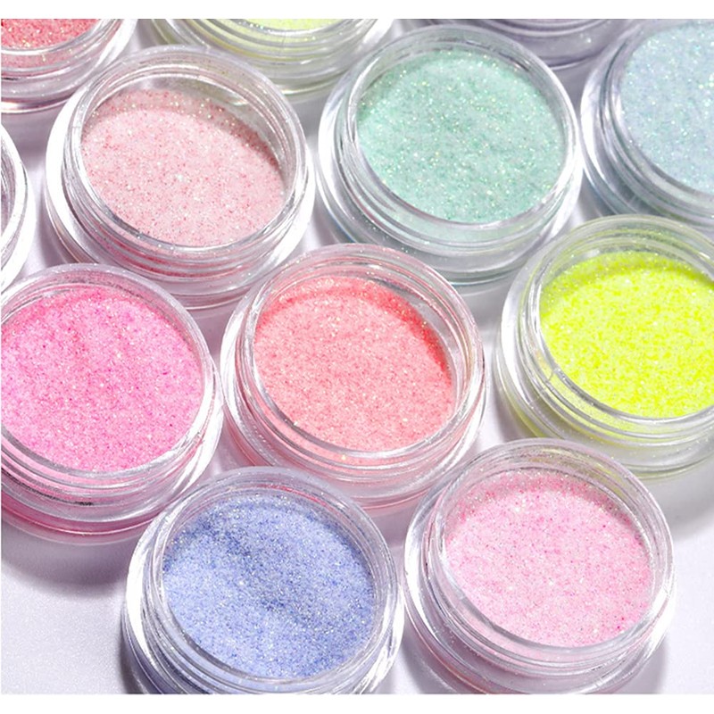 12 Colors Caddy Color Nail Glitter Powder Sugar Like Nail