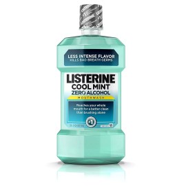 Listerine Mouthwash Zero Alcohol No Bad Breath Germs Cool Mint Flavor 33.8oz