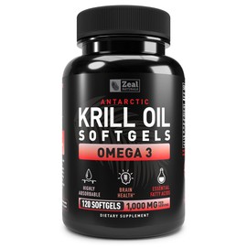 Antarctic Krill Oil 1000mg (120 Softgels) Omega 3 Fish Oil Supplement with EPA, DHA & Astaxanthin - for Joint, Brain, and, Heart Support for Men and Women