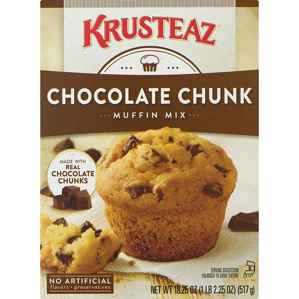 Krusteaz Chocolate Chunk Muffin Mix - No Artificial Flavors/Preservatives - 18.25 OZ Box (Pack of 2)