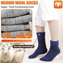 EBMORE Women Wool Socks Winter Warm Hiking Thick Thermal Cozy Boot Crew Comfy Socks 5 Pairs for Ladies (Dark Series)