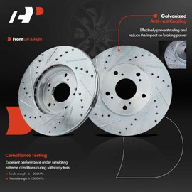 A-Premium Front and Rear Drilled and Slotted Disc Brake Rotors Compatible with Select Honda Models - Accord 2003 2004 2005 2006 2007 L4 2.4LL, LX, EX Models Only, 4-PC Set