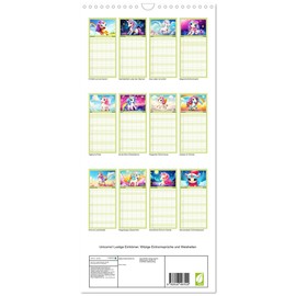 Familienplaner 2026 - Unicorns! Lustige Einhörner. Witzige Einhornsprüche und Weisheiten mit 5 Spalten (Wandkalender, 21 cm x 45 cm), CALVENDO