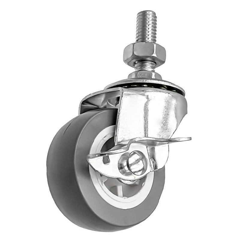 FactorDuty 2 Inch Grey Polyurethane Caster Wheels with Locking Brake,
