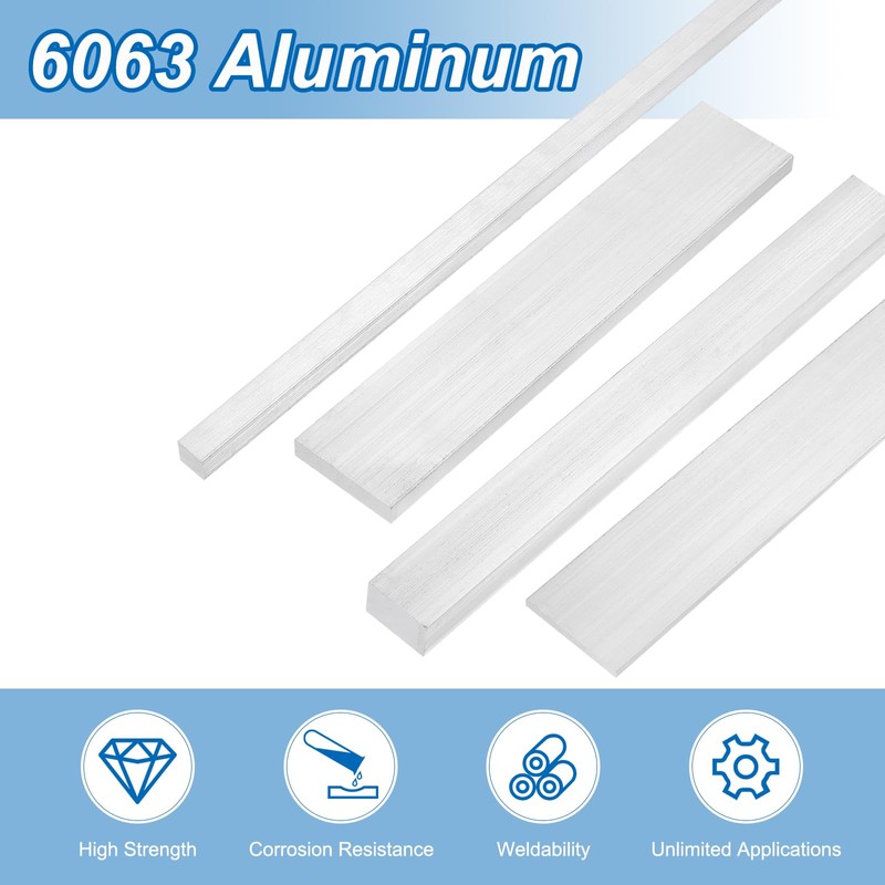 sourcing map Square Aluminum Flat Bar, 3/4" Thickness 2" Width