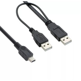 CY Dual A Type USB 2.0 Male to Mini 5Pin male Y Cable for Hard Disk Drive Case 1 FT