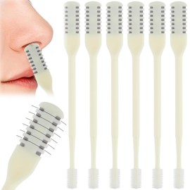 COMNICO 2-in-1 Nose Hair Trimmer, 6 Pcs Double Sided Nose Hair Knife Nose Manual Nasal Hair Cutter with Ear Picker Portable 360 Degree Rotating Nasal Hair Razor Cutter for Women Men