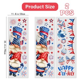 CREATCABIN 2 Pcs Independence Day Window Stickers 4th Of July Door Stickers Art Decals USA Independence Memorial Day Fourth of July Deals for Home Office Store Glass Holiday Decoration 11.8x35.4 Inch