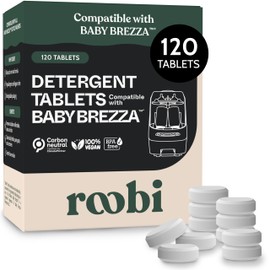 Roobi Detergent Tablets Compatible with Baby Brezza Bottle Washer Pro. Removes Milk Residue & Odor, Hypoallergenic Carbon Neutral Formula. 120 Count.
