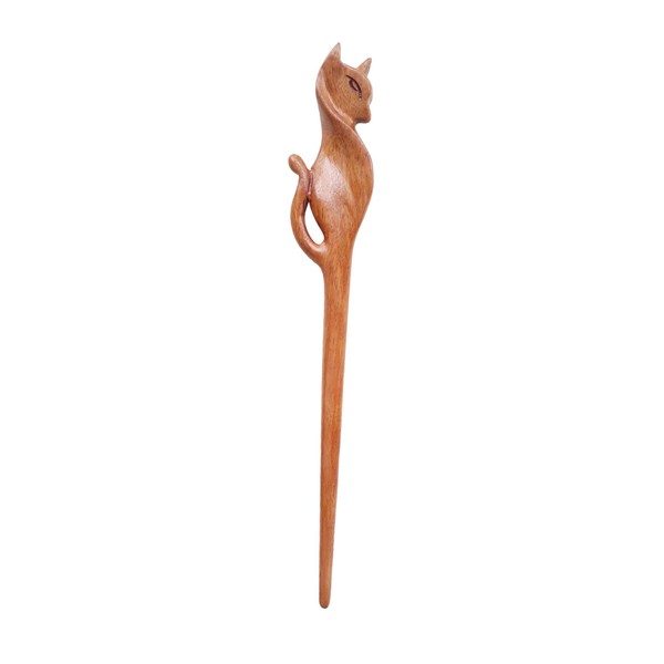 Marycrafts Cat Wooden Hair Stick For Buns Hair Fork For Women Long Hair