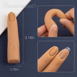 Framendino, 2 Pack Silicone Practice Fingers Bendable Nail Training Finger Silicone Training Fingers for DIY Nail Art
