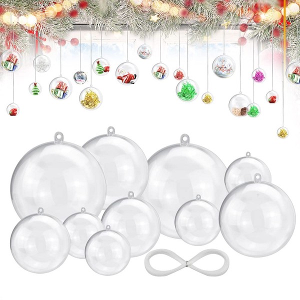 STCRERAG Set of 25 Acrylic Baubles Fillable Christmas Baubles Plastic