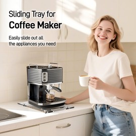 Sliding Tray for Coffee Maker Clear Acrylic Countertop Slider Tray with Silent Wheels for Mixer Air Fryer Rice Cooker Moving Heavy-Duty Kitchen Countertop Organizer Trays for Mother's Gift 9.84" X 14"