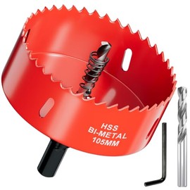 105mm Bi-Metal Hole Saw with Arbor and Pilot Bit - Fast Cut Quality Hole Cutter Drill Bit for Wood, Plywood, Fiberglass, Plastic, Drywall, and Stainless Mild Sheet - 30mm Cutting Depth