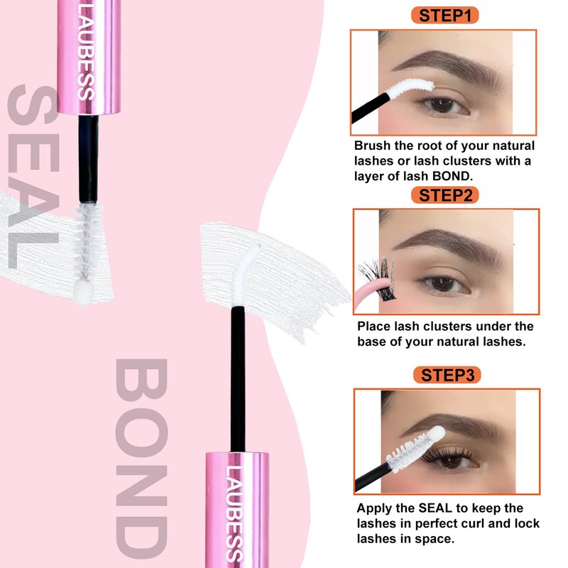 Lash Glue LAUBESS Waterproof 2-IN-1 Lash Bond and Seal Eyelash