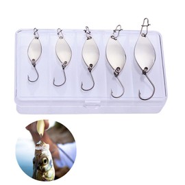 OriGlam 5pcs Fishing Spinners Lures Spoon Baits, Fishing Lure Crankbaits Metal Fishing Lures Spoon Spinner Baits Fishing Spinnerbait for Trout Pike Bass (Silver)
