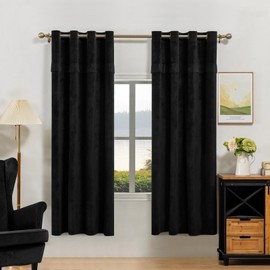 Fillarrie Home Fashion Soft Velvet Window Curtains,Living Room Bedroom Balcony Insulation/Light Filtering Black,52"x84",Pleated Decoration,Grommet, 2 Pieces