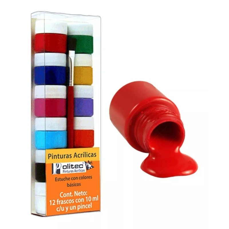 Rodin Kit Pinturas Acrílicas Politec 12 Colores 10 Ml C/u