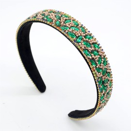 DouuYuhet Rhinestone Women Headband Sparkle Diamond Crystal Knotted Headband for Women Crystal Embellished Wide Top Knot Headband Women's Fashion Headbands Hair accessories (Green, White)
