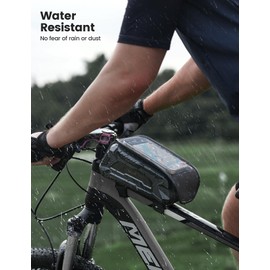 Lamicall Waterproof Bike Frame Bag - [Linkage Zipper] 2024 Bicycle Phone Bag with Seconds Installation, [1.8L Capacity] Crossbar Top Tube Bag for Mountain Bike Cycling, TPU Screen for Phones up to 7”