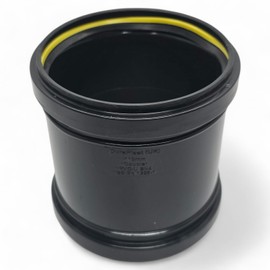 Duraplast UK™ Black 110mm (4 Inch) Soil Pushfit Straight Coupler Double Socket | BS Certified Durable PVC Fitting for Above & Below Ground Drainage Systems | Easy Installation & Leak-Free Performance
