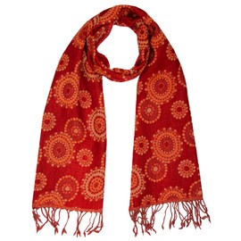 Lorenzo Cana - Men's Soft Wool Scarf, Elaborate Paisley Pattern, Multicoloured, Red, Orange, Yellow, 32 cm x 153 cm, Wool Scarf, Wool Scarf, Men's Scarf 7866911, red orange money