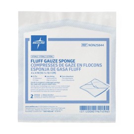 Medline Bulkee II Super Fluff Sponges, 4" x 4", Pack of 2