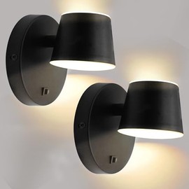 RV LED Bedside Reading Light with Switch - 2 Pack, 350° Rotatable 12V RV Vanity Wall Sconce, Black Finished, 12Volt RV Interior Lights for RV Camper T