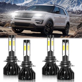 SHENKENUO For Ford Explorer 2011-2015 - 4p Combo LED Headlights Hi/Lo Beam Bulbs Kit 6000K